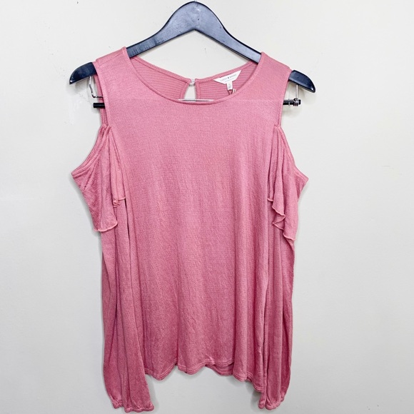 LUCKY BRAND Ribbed Ruffle Cold Shoulder Top - Picture 5 of 13